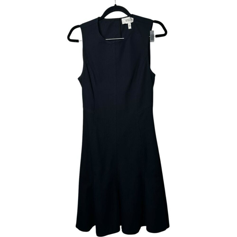 Derek Lam 10 Crosby Dark Navy Blue Black Mini Shift Dress Size 8 Open Back Flare